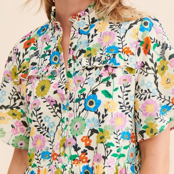 Anthropologie Ro's Garden Vibeka Ruffle Mini Dress - Picture 2 of 5